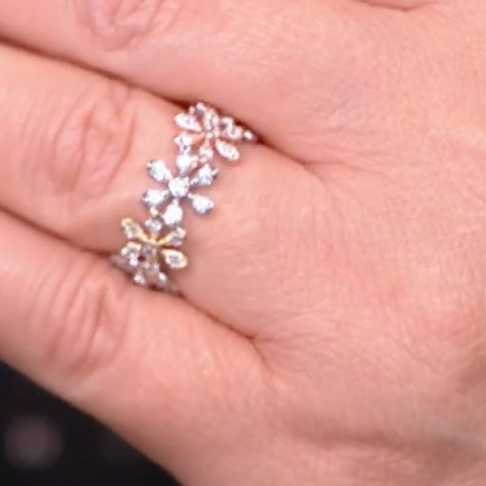 NIB Radiance by Absolute Tricolor Flower Eternity Ring - 7